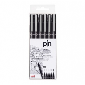 Uni Pin Tuschpennes�t m/6 stk. str - 003-005-01-03-05-08