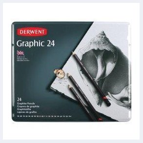 Derwent Graphic Blyantst m/24 stk. i metalske