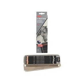 Derwent Sketching Blyantst m/6 stk. i metalske