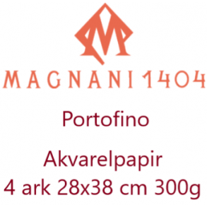 Magnani 1404 Akvarelpapir -Portofino - White opskret i 1/4 - 4 ark  28x38 cm  300g HP