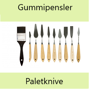 Gummi- og Silikone pensler/spartler og Paletteknive